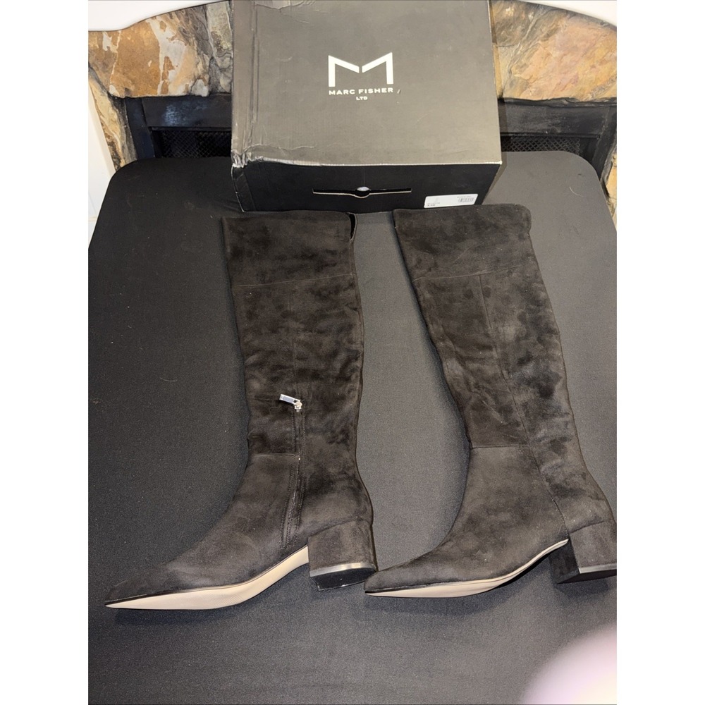 NEW MARC FISHER Lottie Over The Knee Black Suede Boots Women's Size 8.5 NIB $239 - Picture 10 of 16